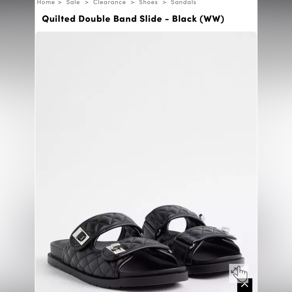 Quilted Double Band Slide Sandals - Black
